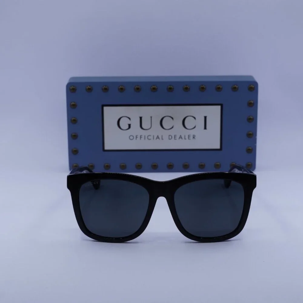 Gucci GG0057SKN 006 Square Men Sunglasses - Black / Grey